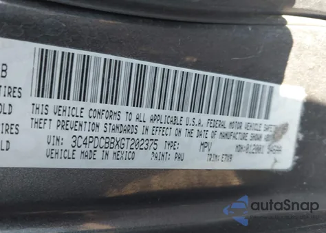 2016 Dodge Journey Sxt из США, поврежденный, VIN 3C4PDCBBXGT202375